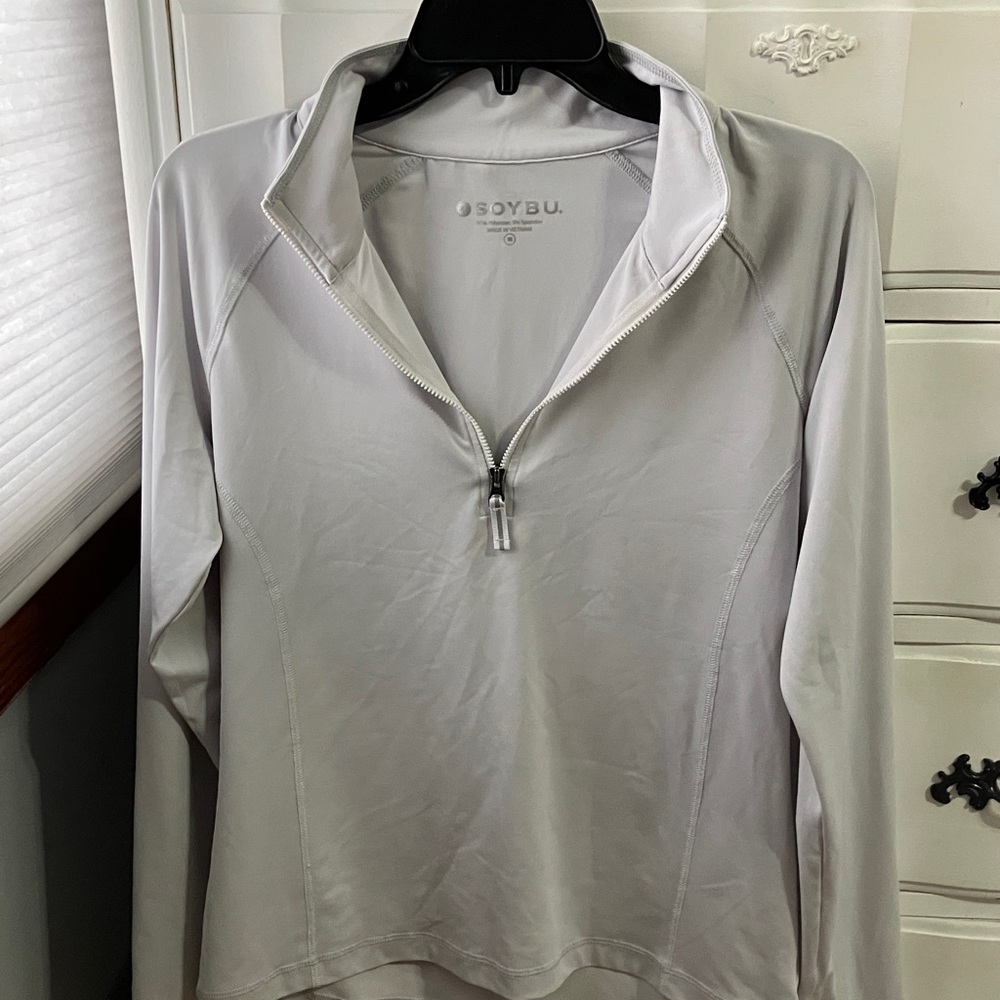 Soybu Women's Light Gray Zip-Up Sweatshirt